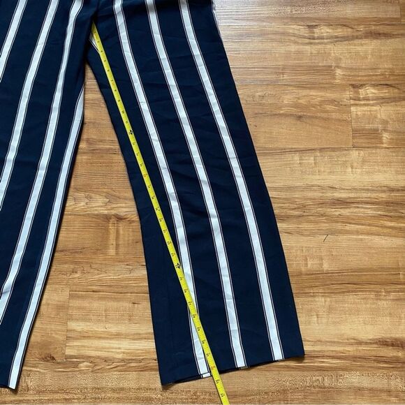 ADRIANNA PAPELL 6 Navy Blue Vertical Stripes Railroad Wide Leg Baggy Trousers - Picture 13 of 15
